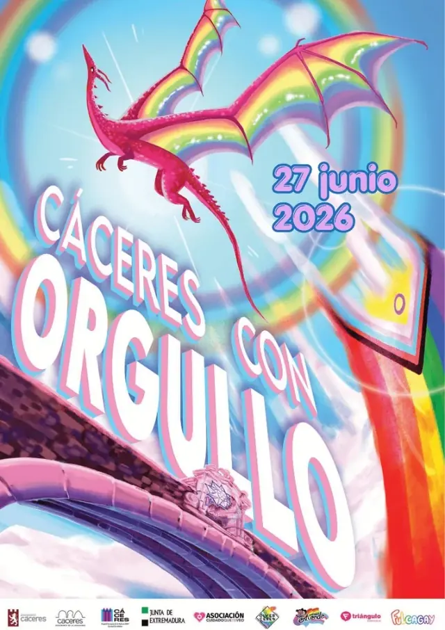 Cartel oficial de Cáceres con Orgullo 2026